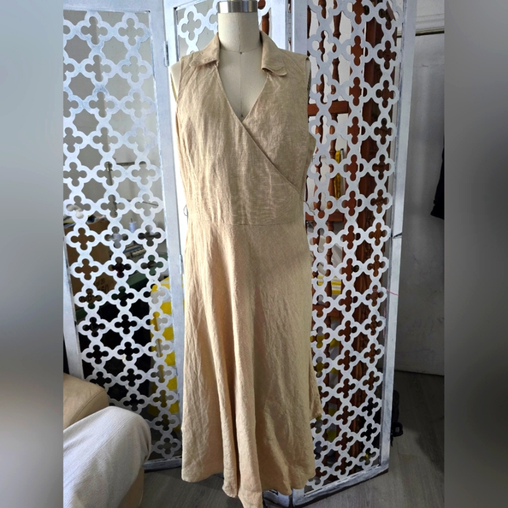 100% linen dress neutral color